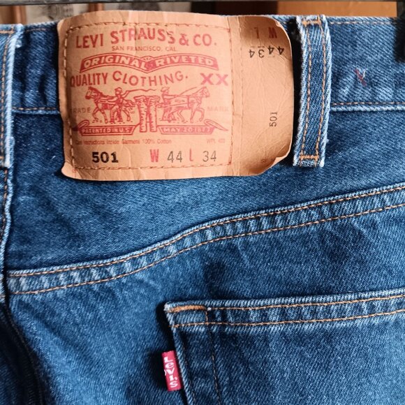 44x34 Tag Vintage Mens Levi's 501 Jeans 42x32 90's Buttonfly Perfect Fade Denim - Picture 4 of 8